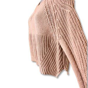 H&M Dusty Rose Cropped Cable Knit Sweater | Medium